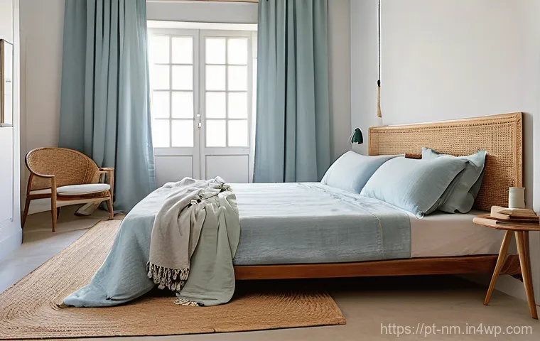 저EMF 집 꾸미기  인테리어 아이디어 - Image Prompt 1: The Serene Portuguese Bedroom Sanctuary**