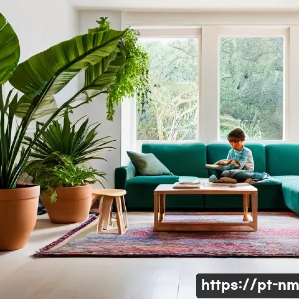 저EMF 환경 조성을 위한 예산 짜기 - **Prompt:** A cozy, serene living room in a modern Portuguese home, bathed in soft, natural sunlight...