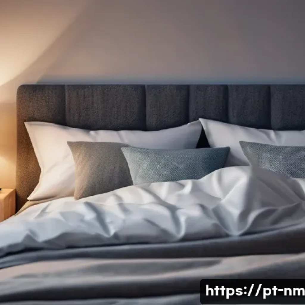 저EMF 환경과 삶의 질 향상의 상관관계 - A cozy modern bedroom at night with a Portuguese-speaking adult male sleeping peacefully, smartphone...