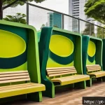 Home 18 저EMF 환경을 위한 공공 공간 활용 방안 - A vibrant urban park scene in São Paulo featuring modern playground structures and benches coated wi...